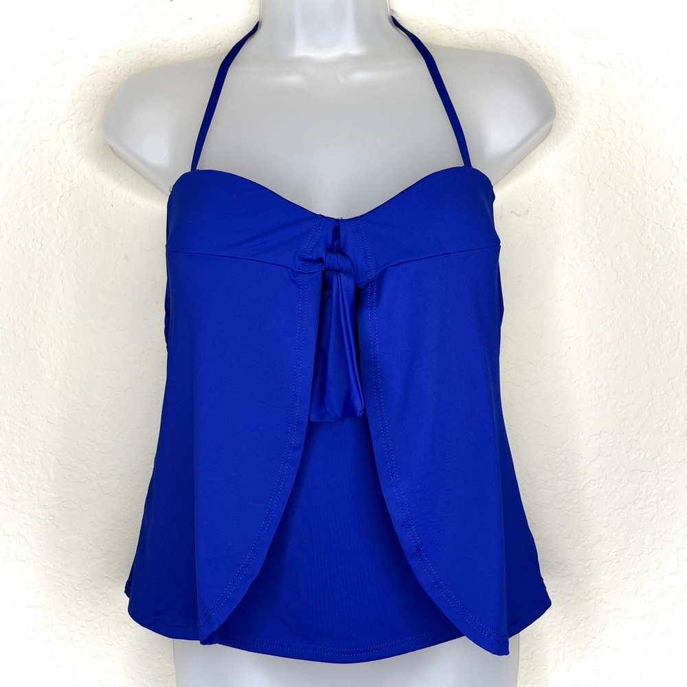 Tommy Bahama Blue Tankini Top Size S Strap Knotted Padded Tummy Control Indigo